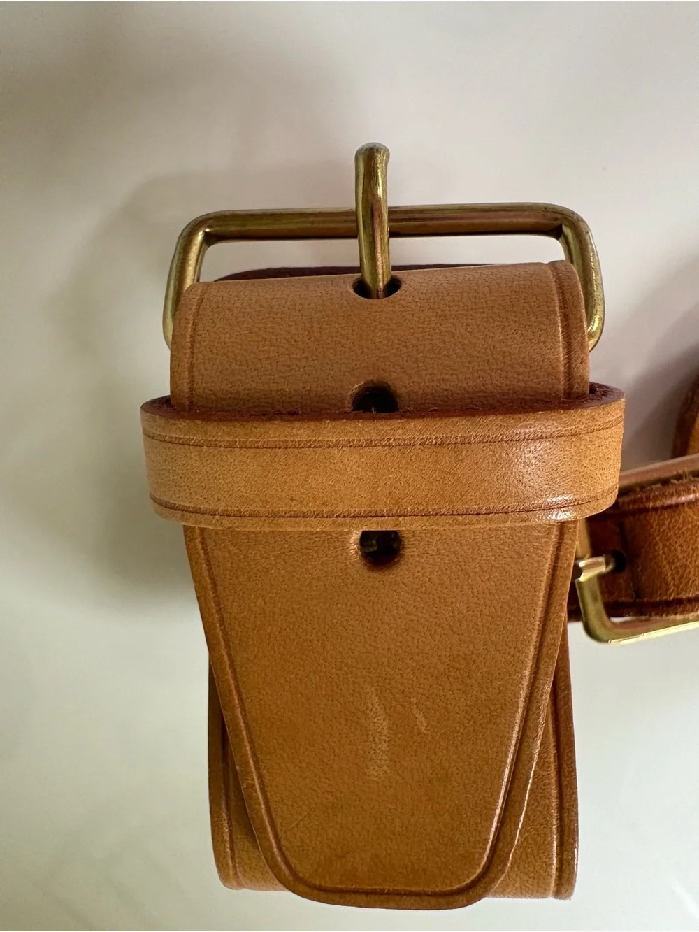 Louis Vuitton Authentic Vachetta Leather Luggage Tag and Poignet Set